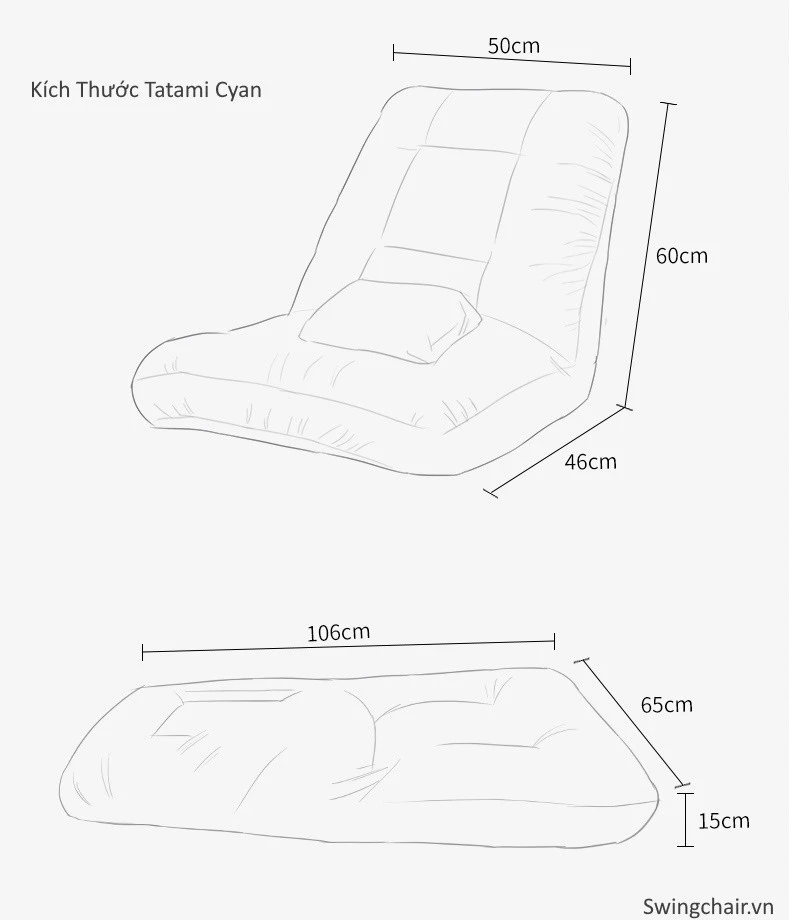 Ghế bệt Tatami Cyan