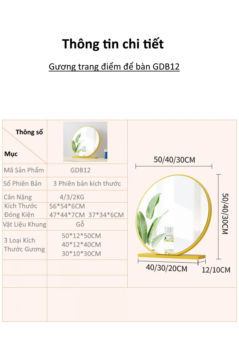 Gương trang điểm để bàn GDB12 D30