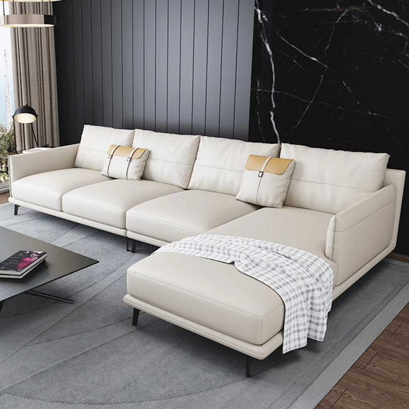 Ghế sofa góc đệm da cỡ lớn L21