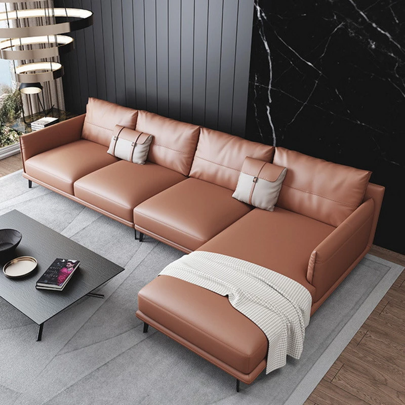 Ghế sofa góc đệm da cỡ lớn L21