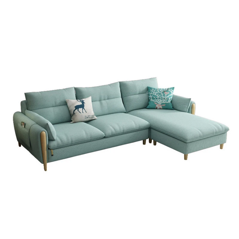 Ghế sofa góc đệm vải viền gỗ sồi L25