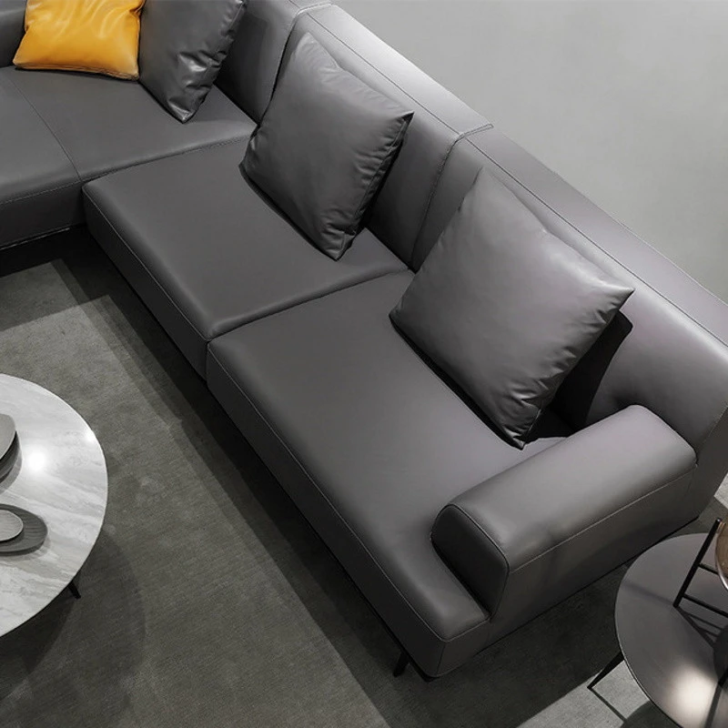 Ghế sofa góc đệm da thiết kế hiện đại L23