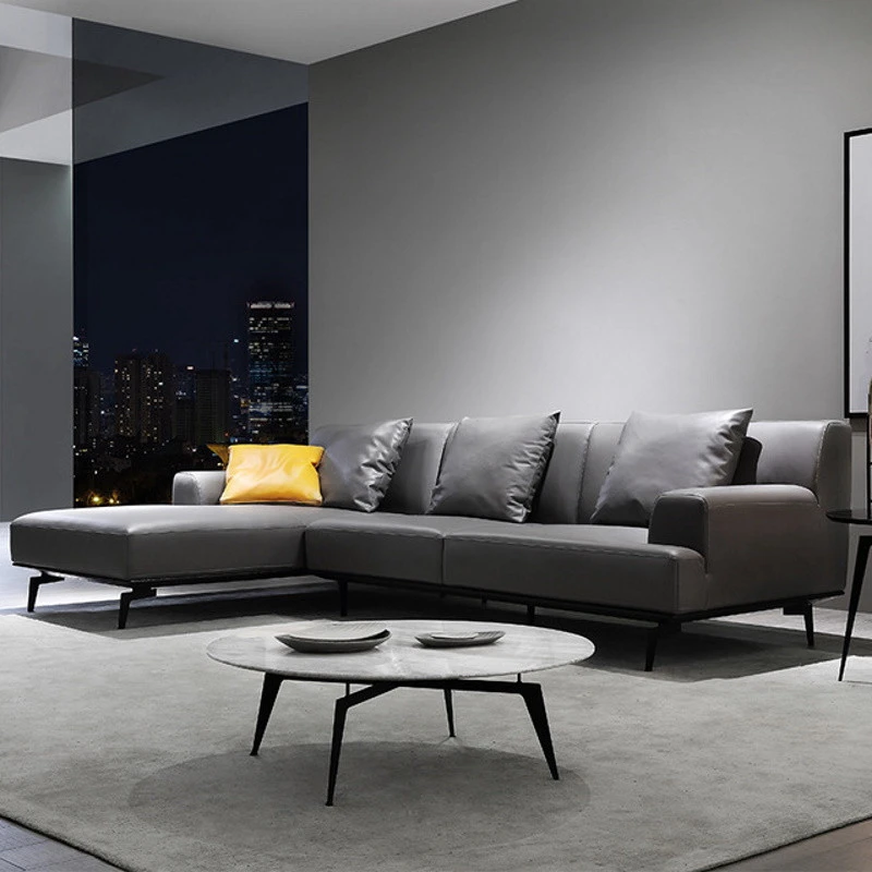 Ghế sofa góc đệm da thiết kế hiện đại L23