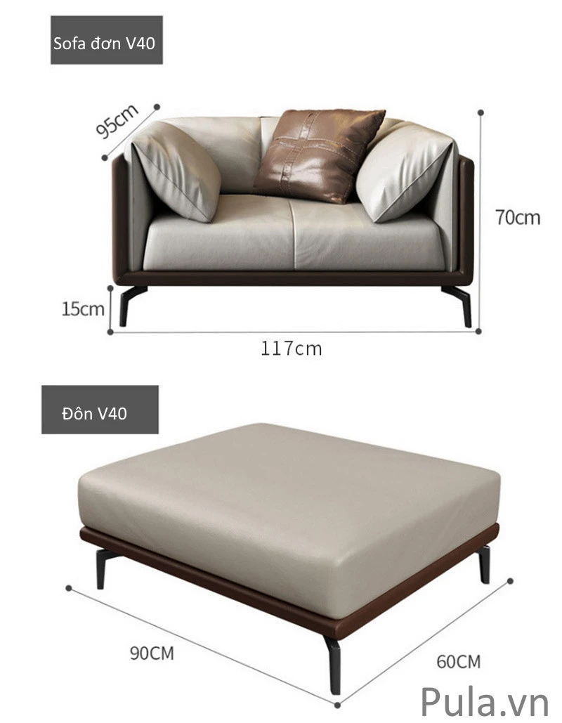 Ghế sofa văng da hiện đại V40