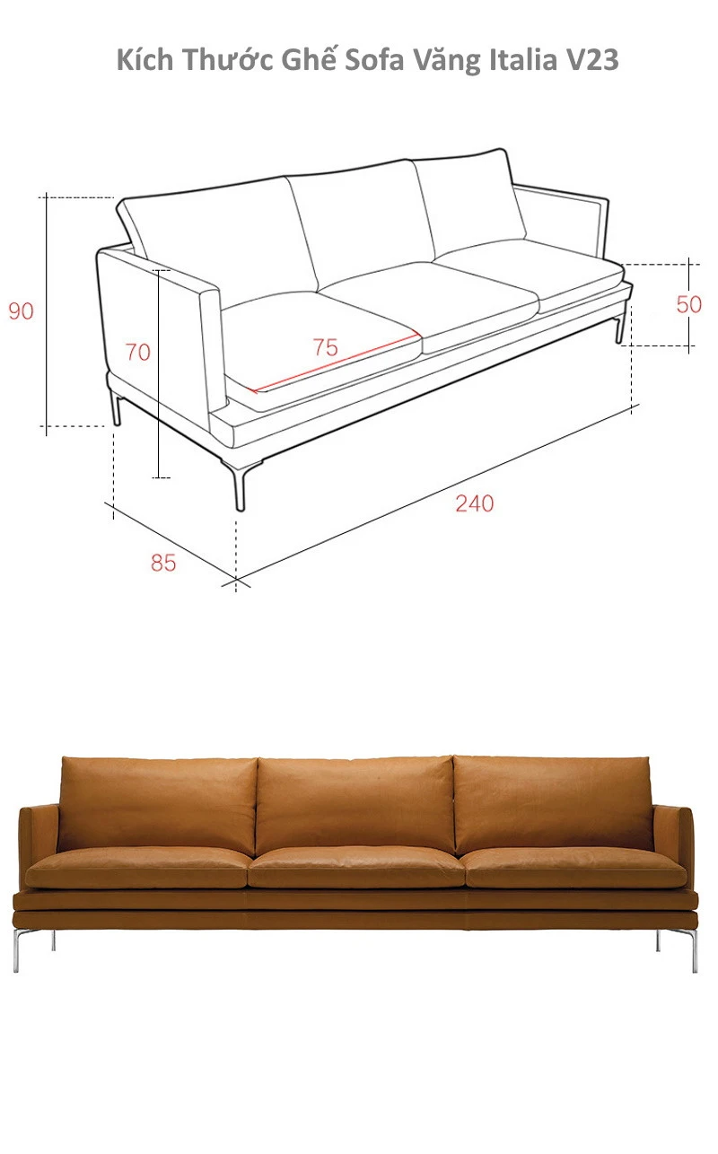 Ghế sofa đệm da Italia V23