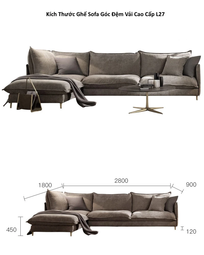 Ghế sofa góc đệm cao cấp L27