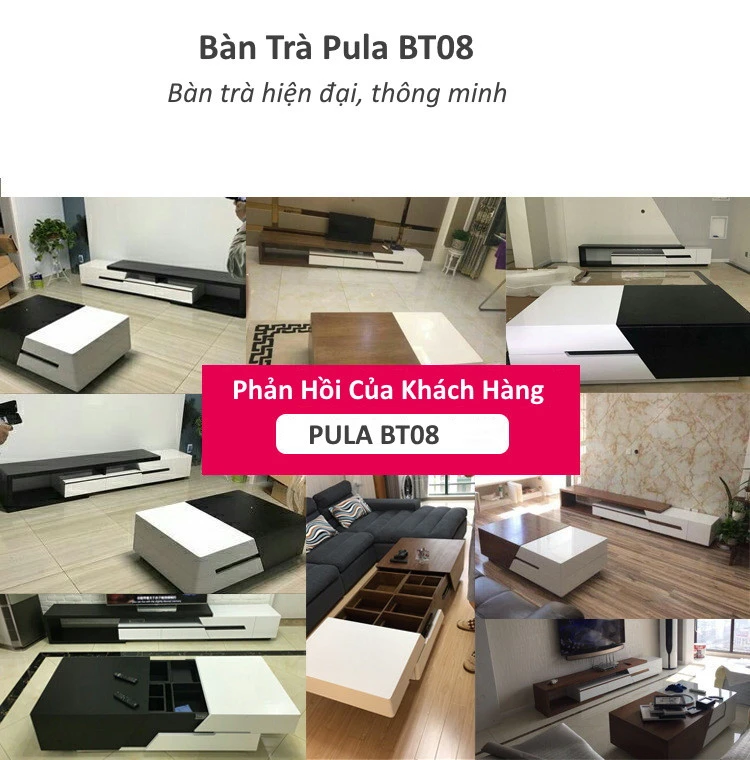 Bàn trà gỗ thông minh Pula BT08