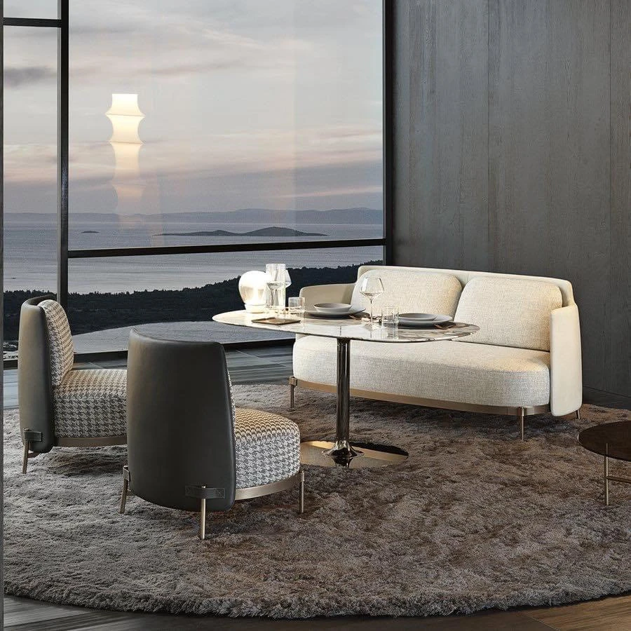 Ghế sofa văng viền da hiện đại V49