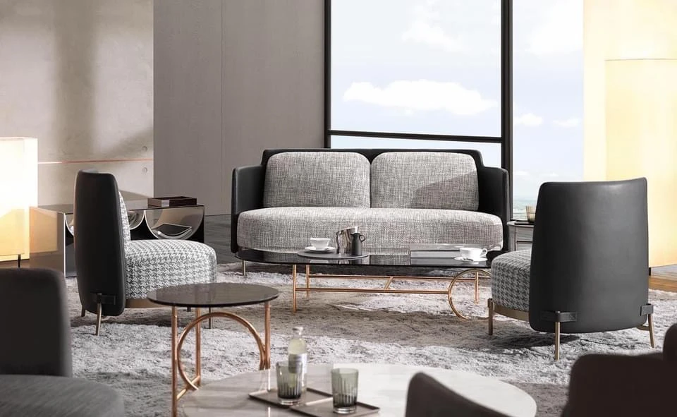 Ghế sofa văng viền da hiện đại V49