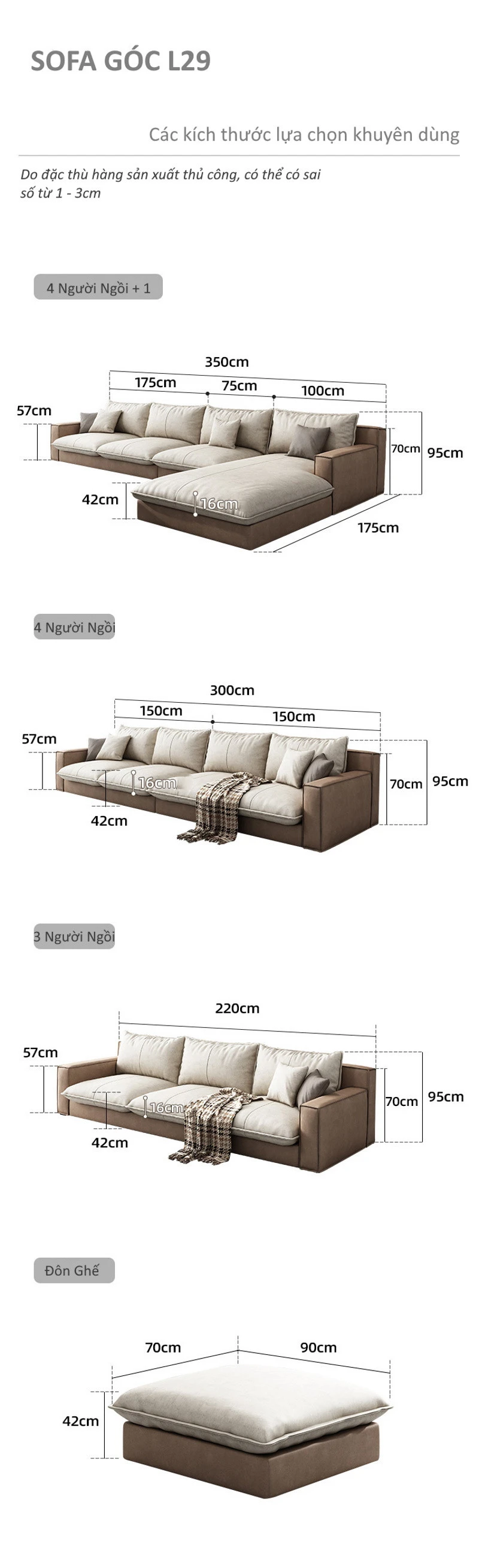 Sofa góc vải hoa vân đá L29