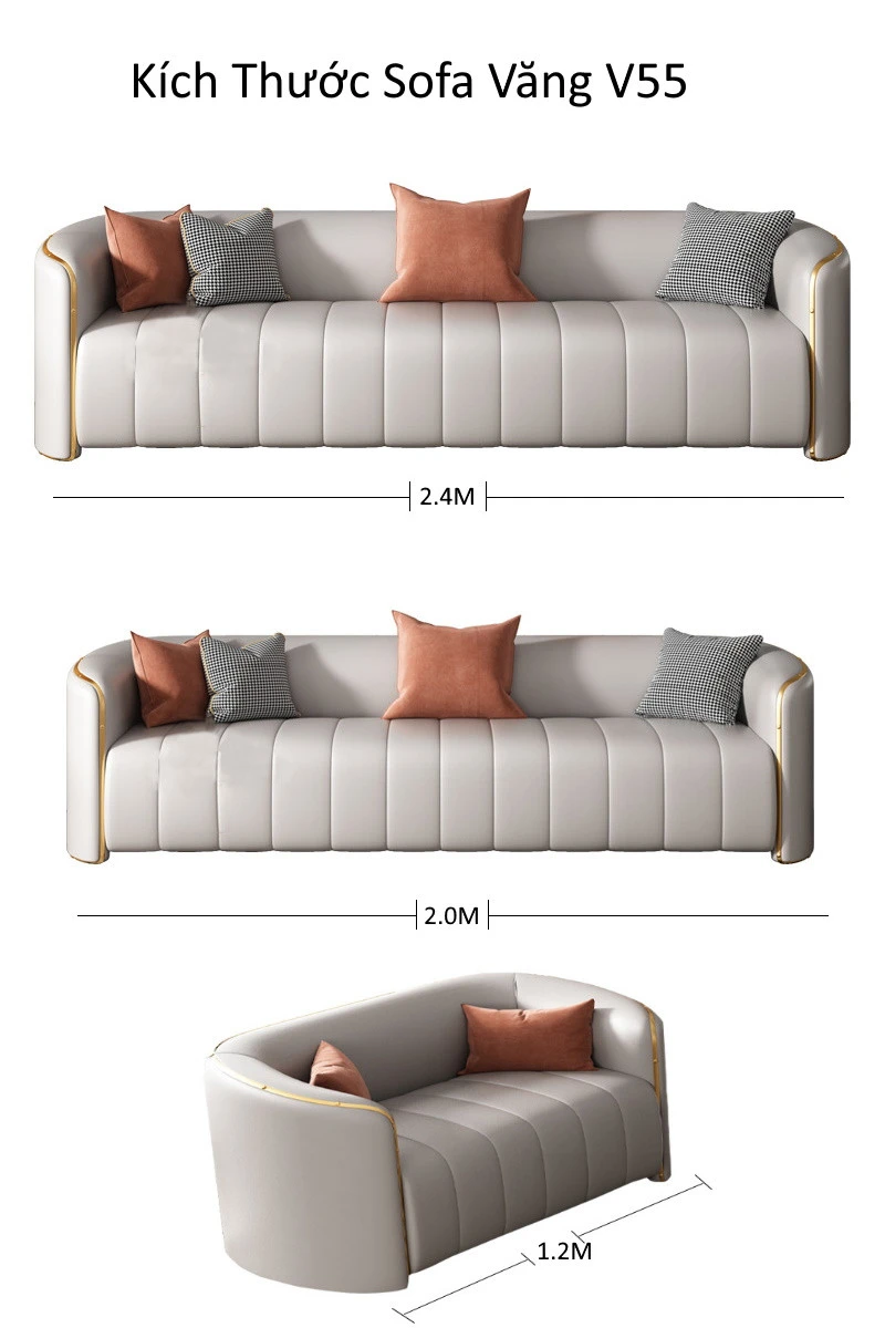 Ghế sofa đệm viền mạ PVD V55