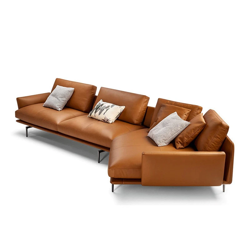 Sofa góc đệm da dáng cong L30