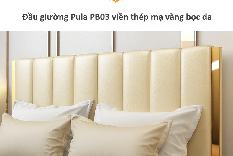 Giường ngủ đẹp viền vàng Pula PB03
