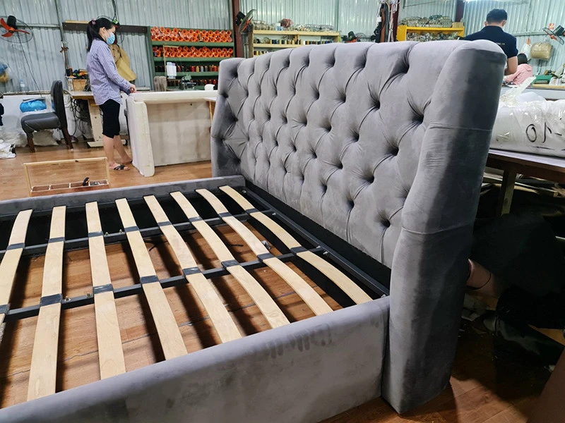 Giường ngủ đệm vải nhung hiện đại Pula PB19