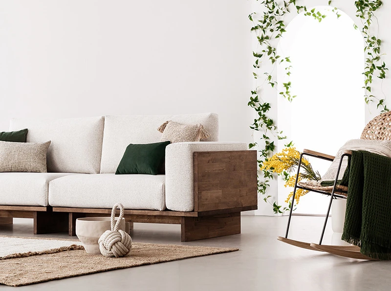Sofa viền gỗ V62