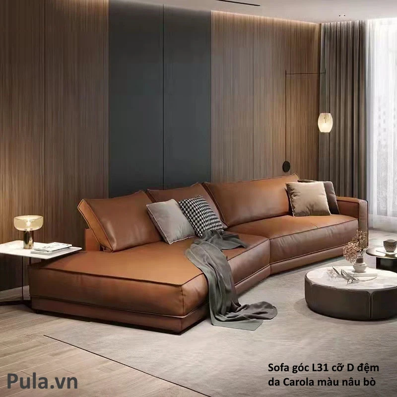 Sofa góc đệm da dáng cong L31