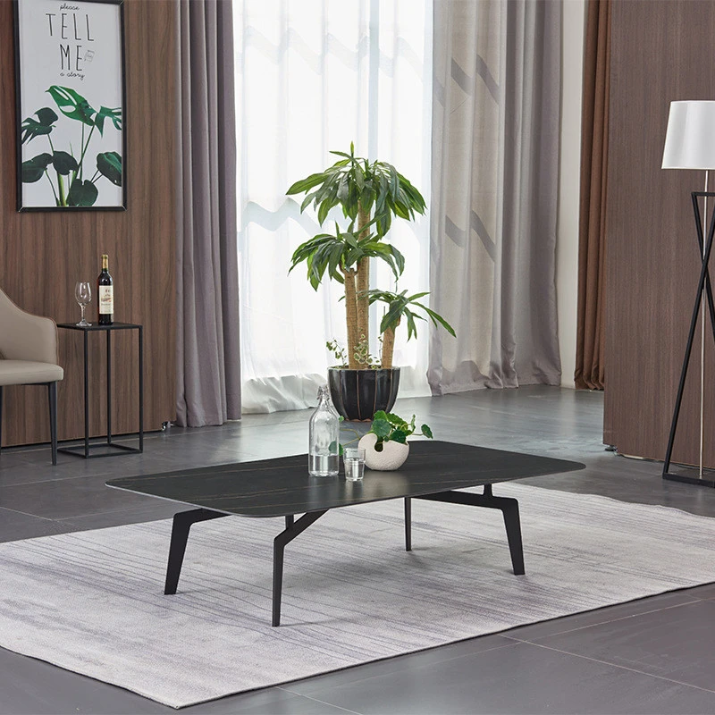 Bàn trà chân sắt mặt đá chữ nhật Pula BT17