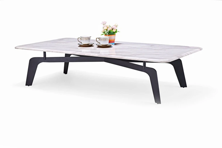 Bàn trà chân sắt mặt đá chữ nhật Pula BT17