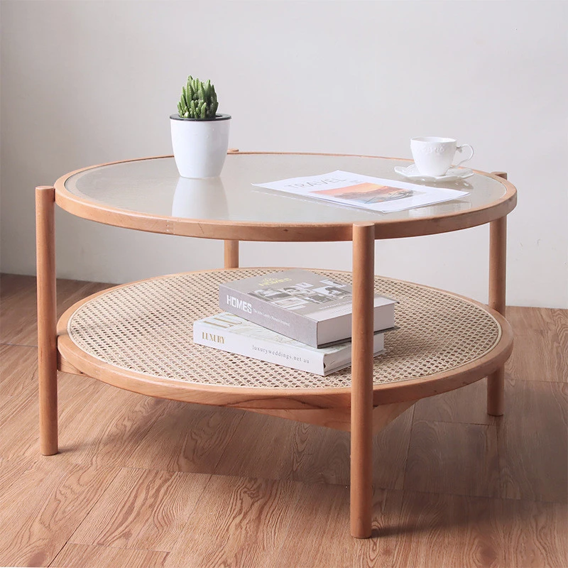 Bàn trà 2 tầng mặt kính sóng Pula BT22