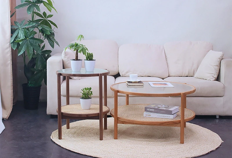 Bàn trà 2 tầng mặt kính sóng Pula BT22