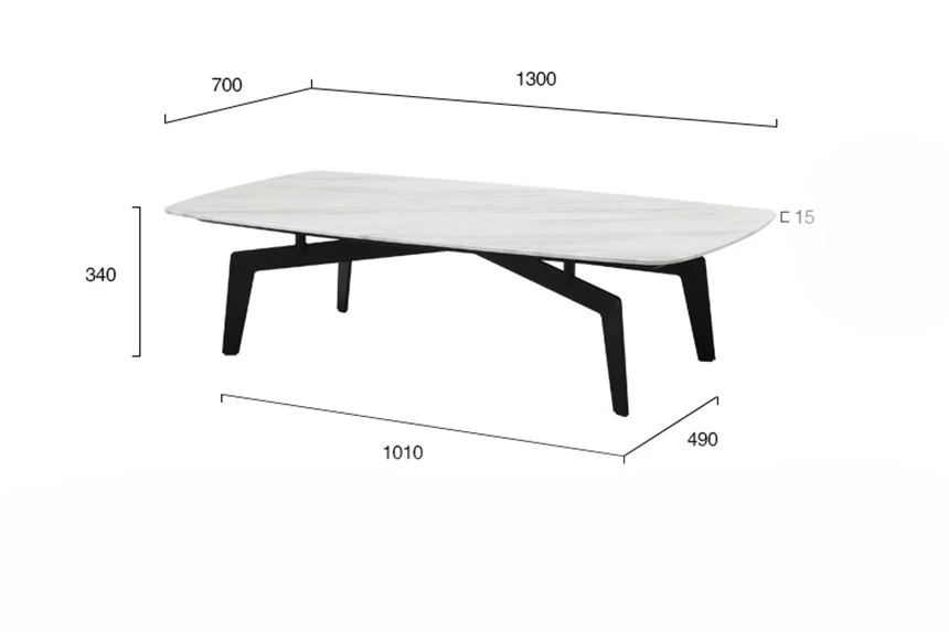 Bàn trà chân sắt mặt đá chữ nhật Pula BT17
