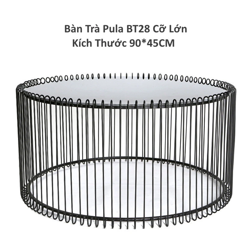 Bàn trà khung sắt mặt kính Pula BT28