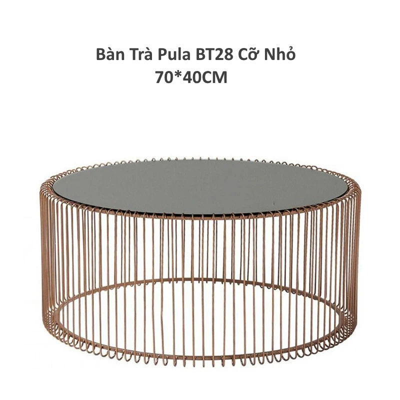 Bàn trà khung sắt mặt kính Pula BT28
