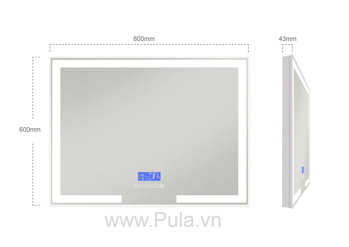 Gương đèn LED phòng tắm Pula GPT08