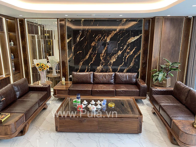 Bộ sofa gỗ Óc chó cao cấp Pula