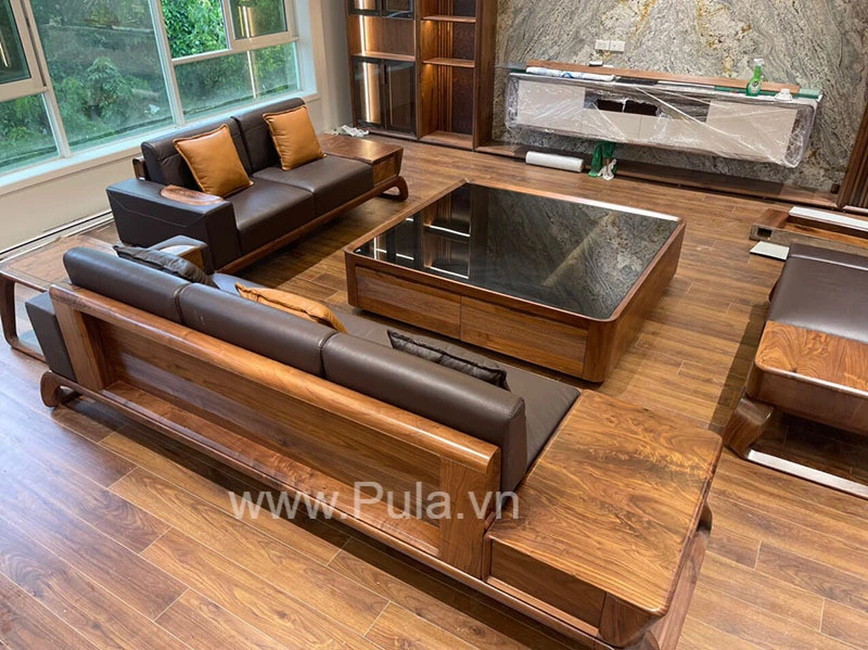 Bộ sofa gỗ Óc chó cao cấp Pula