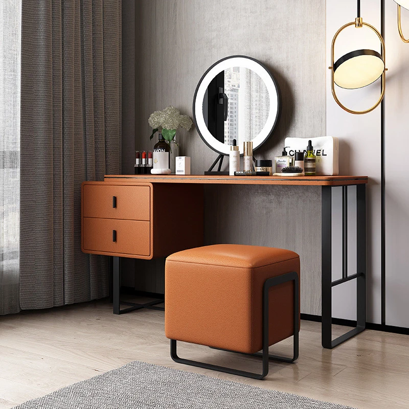 Bàn trang điểm viền da chân sắt Pula BTD01
