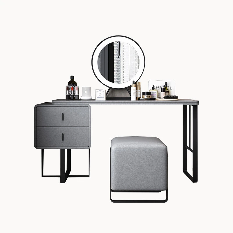 Bàn trang điểm viền da chân sắt Pula BTD01
