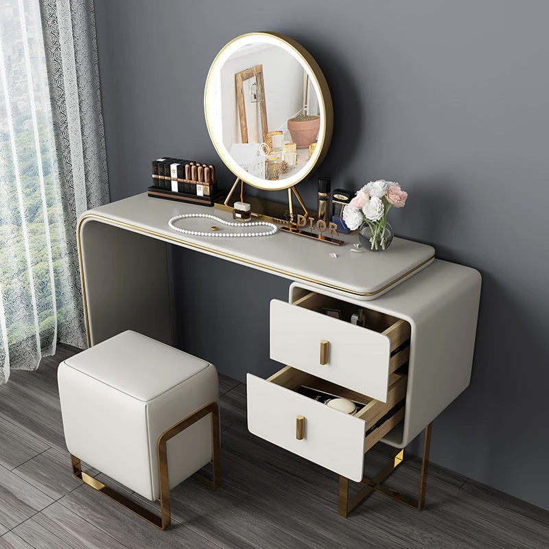 Bàn trang điểm hiện đại chân sắt mạ PVD Pula BTD03