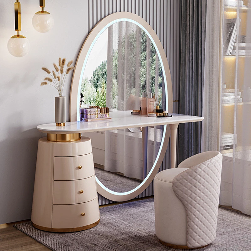 Bàn trang điểm mặt gương Oval cỡ lớn Pula BTD16