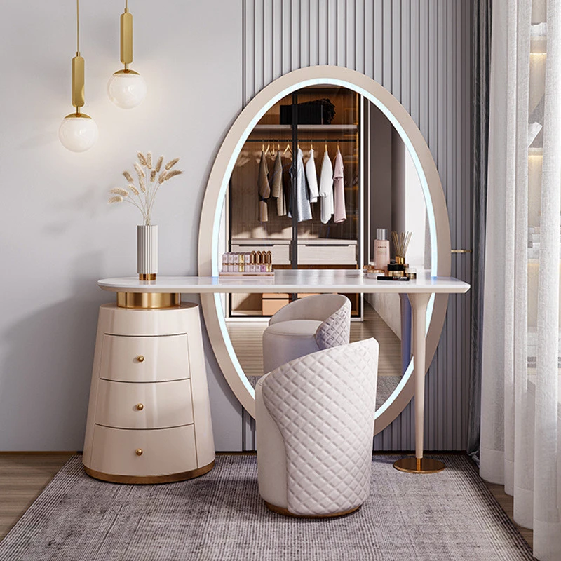 Bàn trang điểm mặt gương Oval cỡ lớn Pula BTD16
