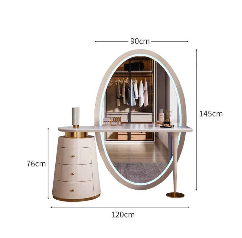 Bàn trang điểm mặt gương Oval cỡ lớn Pula BTD16