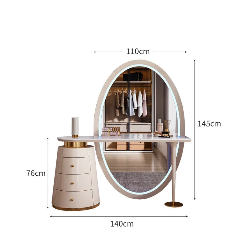 Bàn trang điểm mặt gương Oval cỡ lớn Pula BTD16