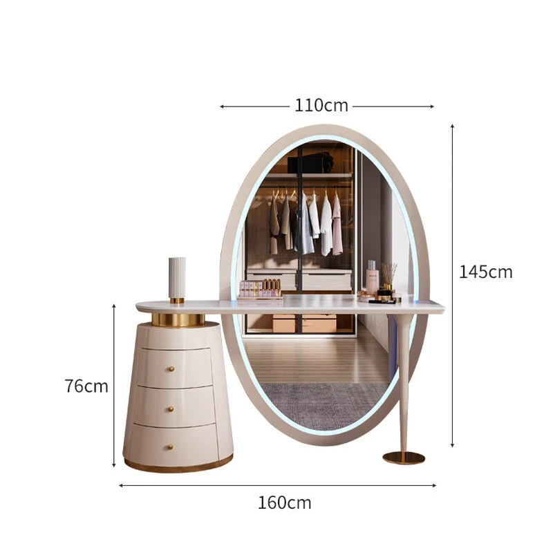 Bàn trang điểm mặt gương Oval cỡ lớn Pula BTD16