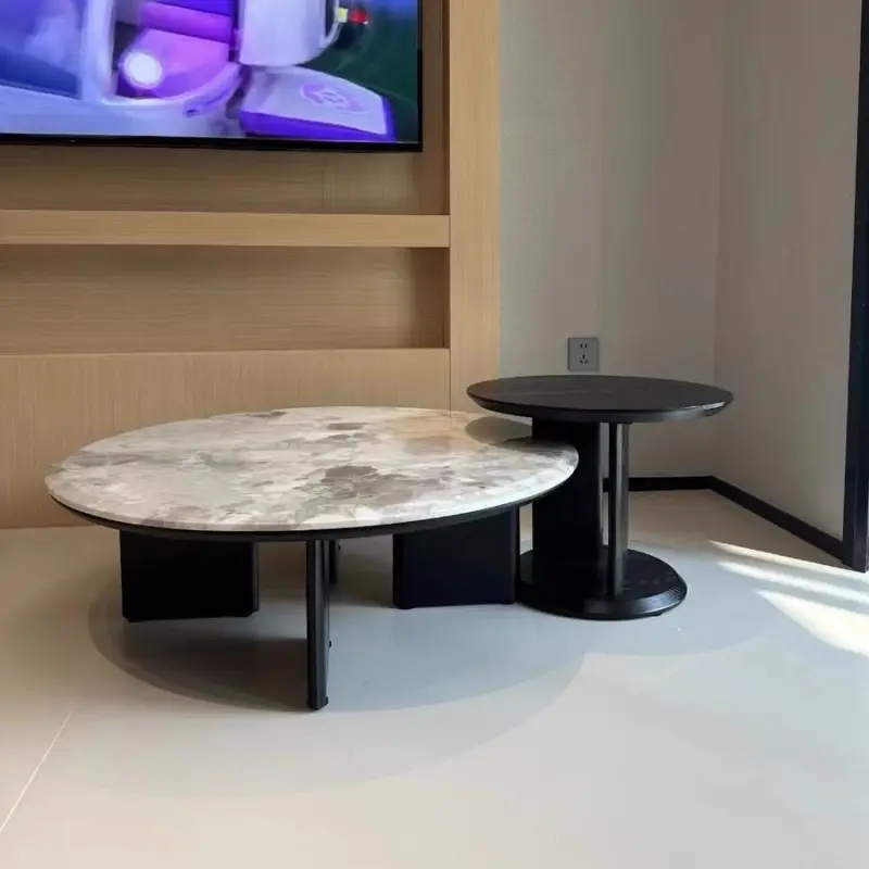 Bộ bàn trà tròn đôi hiện đại Pula BT78 tại nhà khách hàng ở Quận 1 - Hồ Chí Minh