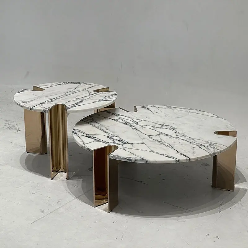 Bộ bàn trà tròn đôi mặt đá Pula BT83