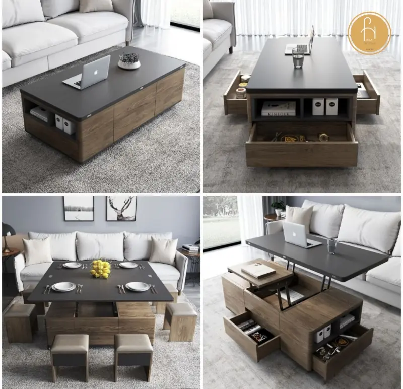 Bộ bàn trà thông minh kết hợp bàn ăn nhiều tính năng