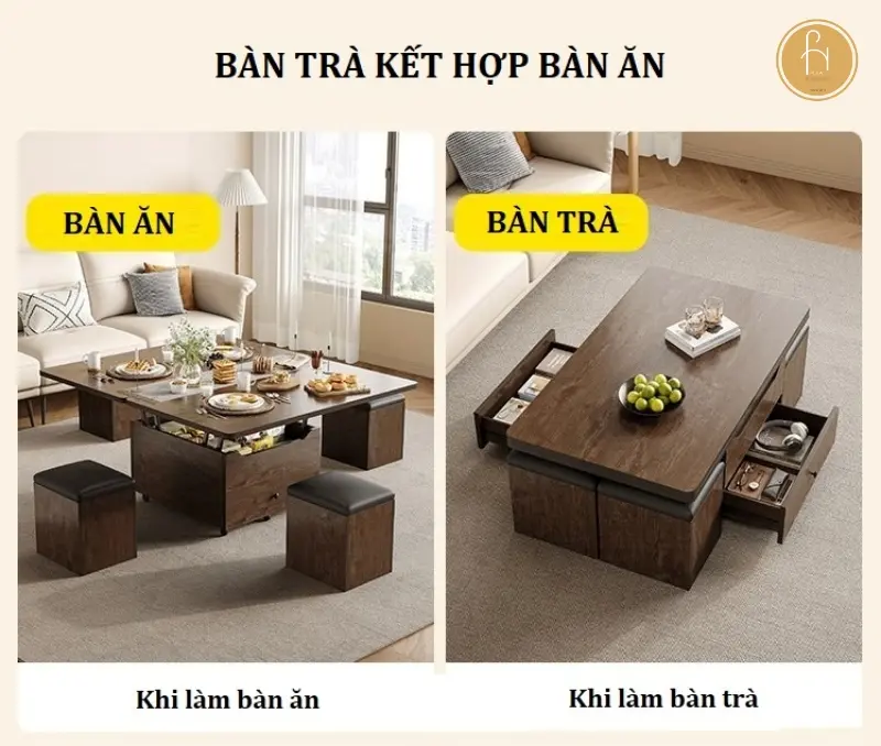 Bàn trà kết hợp bàn ăn - Giải pháp tối ưu không gian