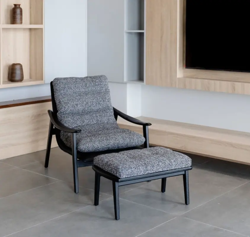 Ghế Armchair thư giãn Fynn kèm đôn gác chân đặt theo yêu cầu