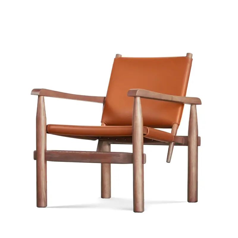 Ghế Armchair gỗ bọc da Doulun
