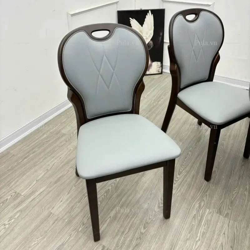Ghế ăn nhập khẩu chân gỗ bọc da GA09 phiên bản màu xanh 