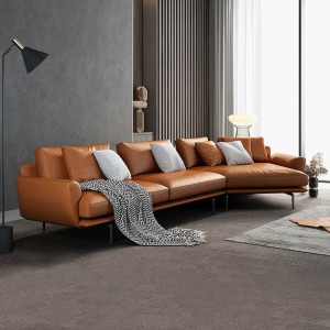 Sofa góc đệm da dáng cong L30