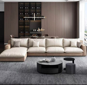 Sofa góc vải hoa vân đá L29