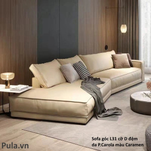 Sofa góc đệm da dáng cong L31