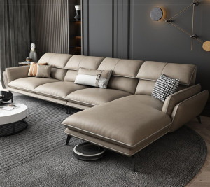 Sofa góc L bọc da bò Italy Pula Lacoste (L44) phiên bản màu be