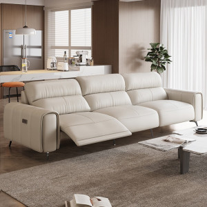 Sofa Còi điện bọc da bò Italia cao cấp Pula Callisto (V80) màu trắng kem